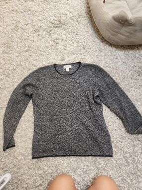 Sutton Studio Black & White Marled Cashmere Sweater